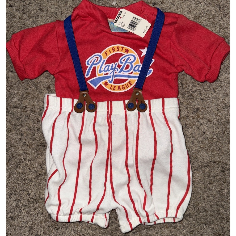Vintage 80s Sprockets Baby Outfit‎ NWT 3–6M – Play Ball Baseball Romper Mervyn's